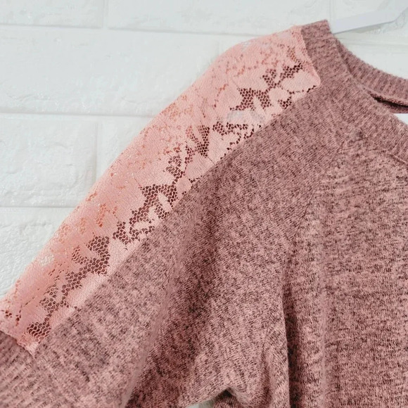 Eye Candy Women's Tweed Oversized Knit Sweater Mesh Sleeve Pink Size 2X NWT - Picture 4 of 4